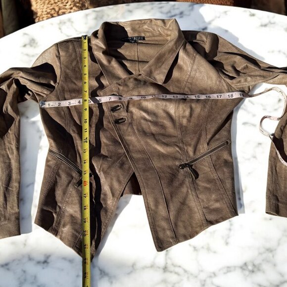 Extenzo Paris Faux Tan Suede Cowboy Jacket French Fashion Size 40 - Picture 7 of 13